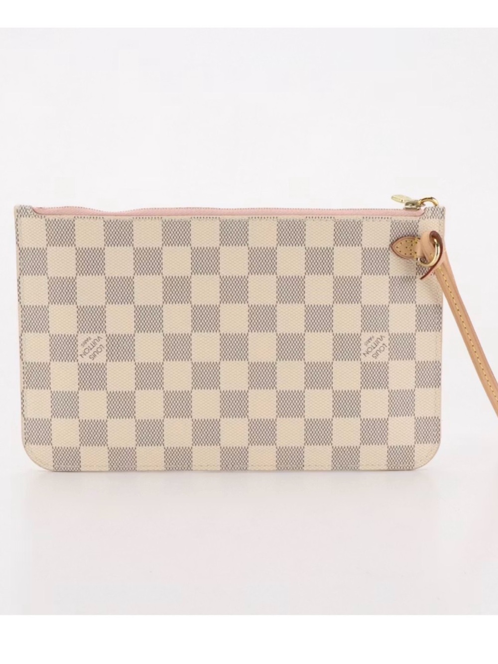 Louis Vuitton Neverfull Pochette in Damier Azur Canvas and Vachetta Leather